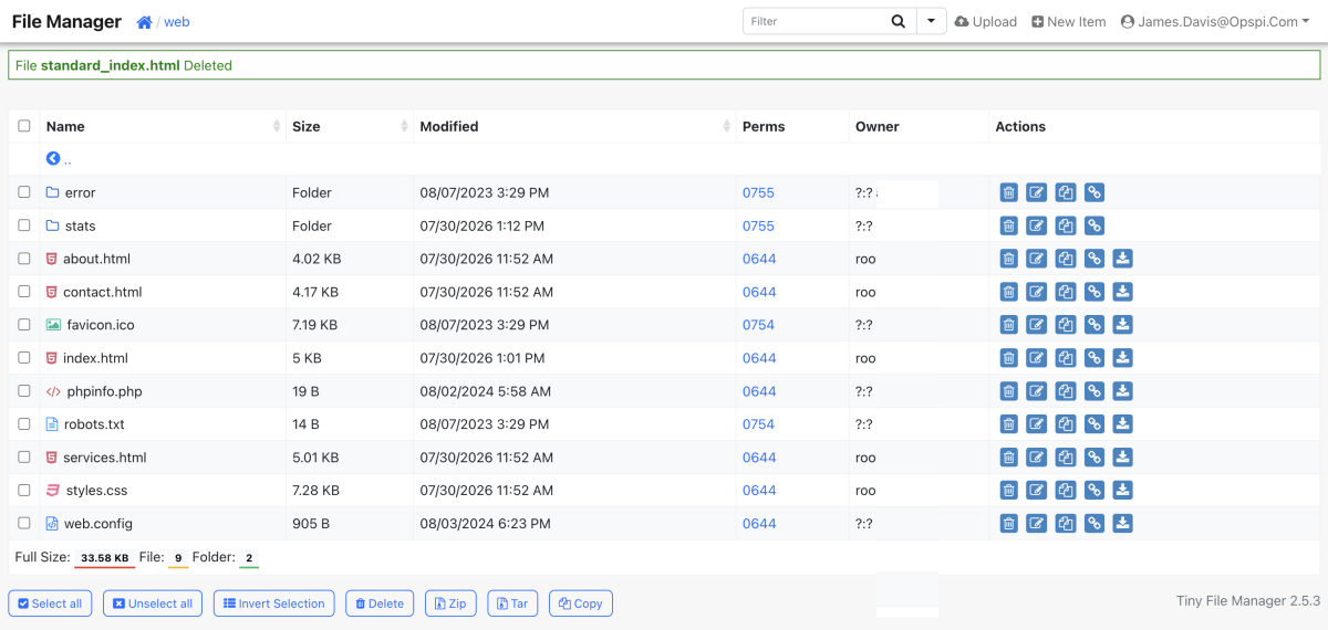 Uploading files via File Manager